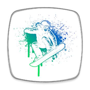Snowboard motif that works immediately - Square fridge magnet - white - Front