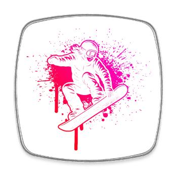 Minimalistisches Snowboard Motiv - Viereckiger Kühlschrankmagnet - Weiß - Vorne