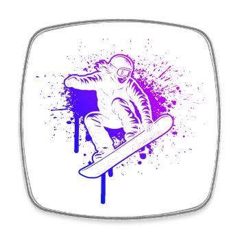 Motif classique du snowboard - Magnet carré - blanc - Devant
