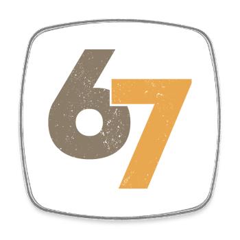 67 dans le style rétro - Magnet carré - blanc - Devant