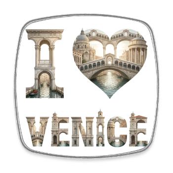 Venise – Silhouette intemporelle de la ville - Magnet carré - blanc - Devant
