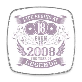 18 Birthday Life Vintage 2008 Angel Legends - Square fridge magnet - white - Front