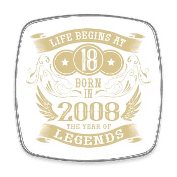18 Birthday Life Vintage 2008 Angel Legends - Square fridge magnet - white - Front