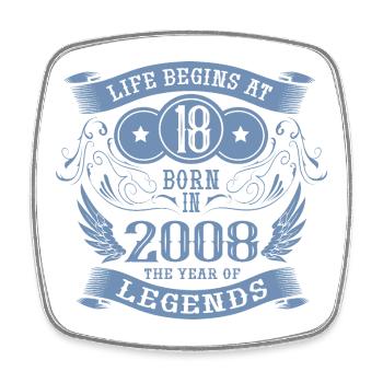 18 Birthday Life Vintage 2008 Angel Legends - Square fridge magnet - white - Front