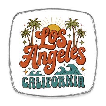 Los Angeles California - Surf Vintage 70s - Square fridge magnet - white - Front