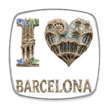 Barcelona – Organische Architektur - Viereckiger Kühlschrankmagnet - Weiß - Vorne
