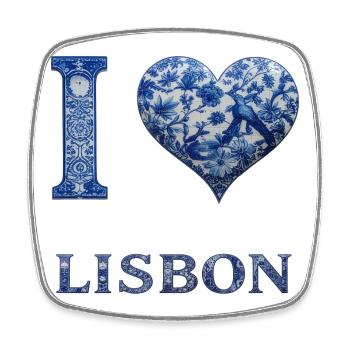 Lissabon – Architektur in Blau - Viereckiger Kühlschrankmagnet - Weiß - Vorne