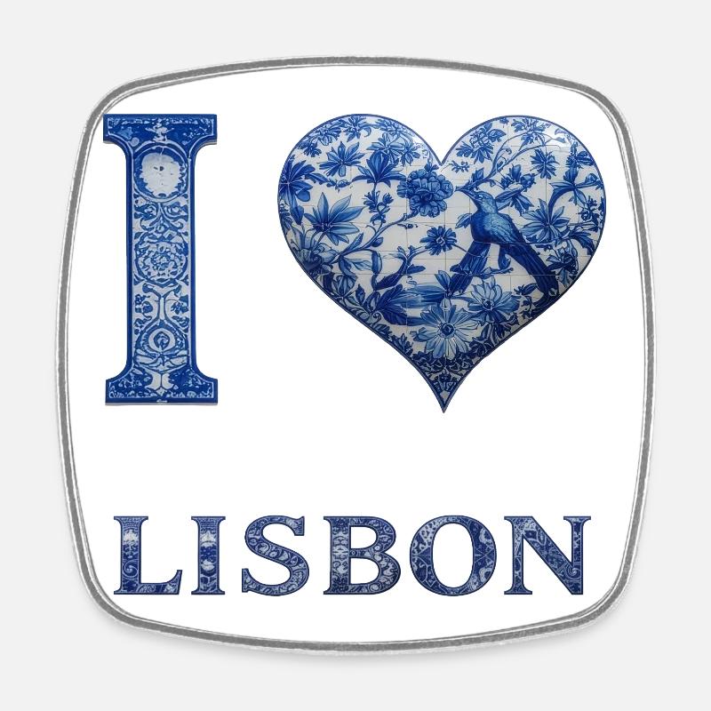 Lisbonne – Architecture en bleu - Magnet carré - blanc