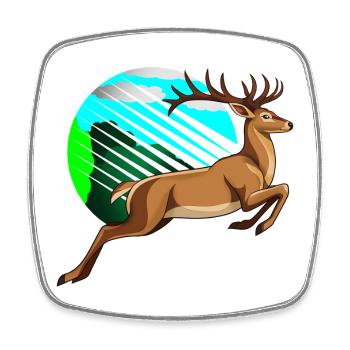 Air jumping deer in the neon circle - Square fridge magnet - white - Front