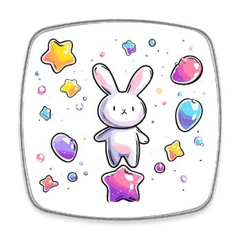 Pastell Bunny Sternenflug - Square fridge magnet - white - Front