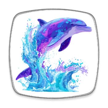 Colored Dolphin Splash - Square fridge magnet - white - Front