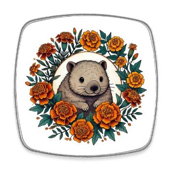Otter Bloom Circle - Square fridge magnet - white - Front