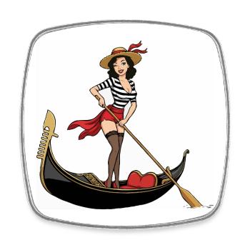 Italy Venice gondola pinup - Square fridge magnet - white - Front