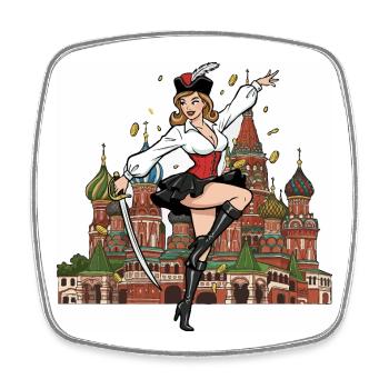 Russland Moskau Pin-up - Viereckiger Kühlschrankmagnet - Weiß - Vorne