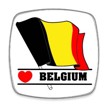Belgium Flag with Heart - Square fridge magnet - white - Front