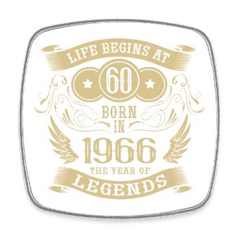 60th Birthday Angel Vintage 1966 Legends - Square fridge magnet - white - Front
