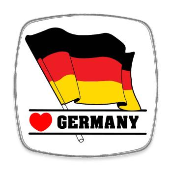 Deutsche Flagge mit Herz - Viereckiger Kühlschrankmagnet - Weiß - Vorne