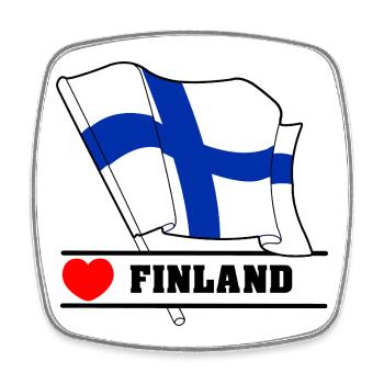 FINLANDE Drapeau avec cœur - Magnet carré - blanc - Devant