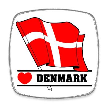 DENMARK – Flag with Heart - Square fridge magnet - white - Front