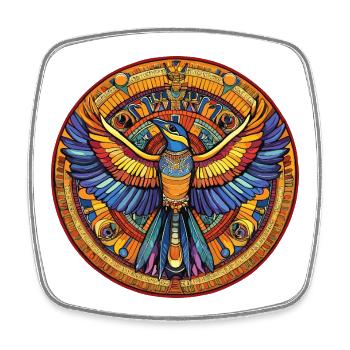 Phoenix Mandala Fire Fan - Square fridge magnet - white - Front