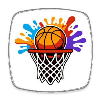 Éclatement du panier éclaboussant du basketball - Magnet carré - blanc - Devant