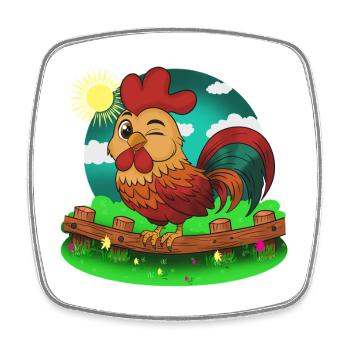 Farm Hahn in the sunshine - Square fridge magnet - white - Front