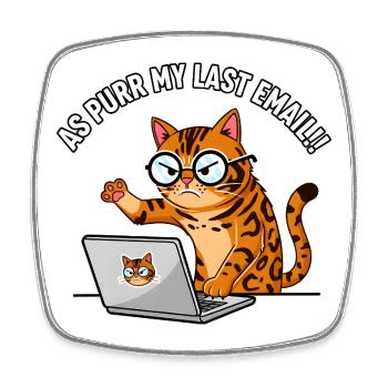 Chat de bureau en colère ronronne Mon dernier e-mail - Magnet carré - blanc - Devant