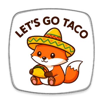 Adorable Taco Fox in Sombrero - Square fridge magnet - white - Front