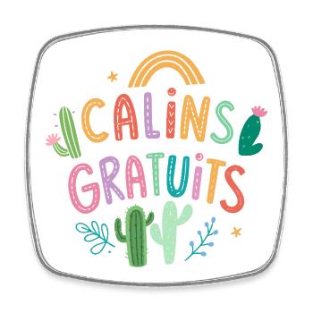 Cactus Free Cuddles - Square fridge magnet - white - Front