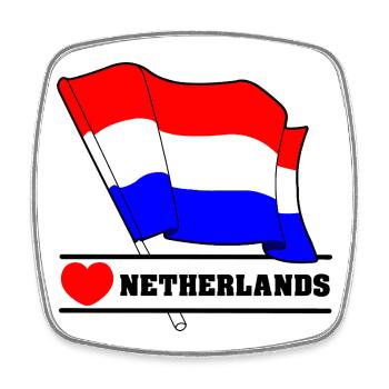 Drapeau des Pays-Bas avec cœur - Magnet carré - blanc - Devant