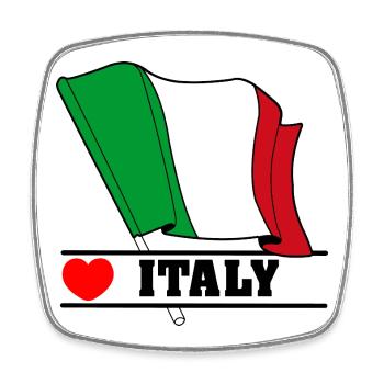 Drapeau italien avec cœur - Magnet carré - blanc - Devant