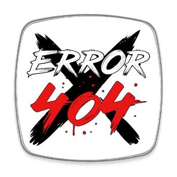 404 Error Glitch Sign - Square fridge magnet - white - Front