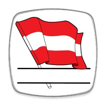 Drapeau autrichien – Espace de noms - Magnet carré - blanc - Devant