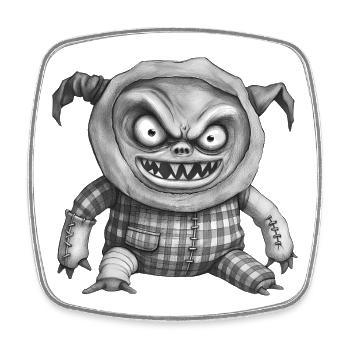 MONSTER DOLL #4 - black & white - Magnet carré - blanc - Devant