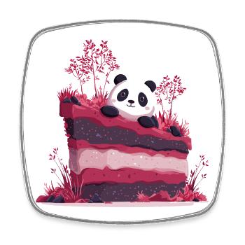 Panda auf pinkem Kuchenwald - Viereckiger Kühlschrankmagnet - Weiß - Vorne