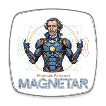 Faraday Magnetar in Rüstung - Viereckiger Kühlschrankmagnet - Weiß - Vorne