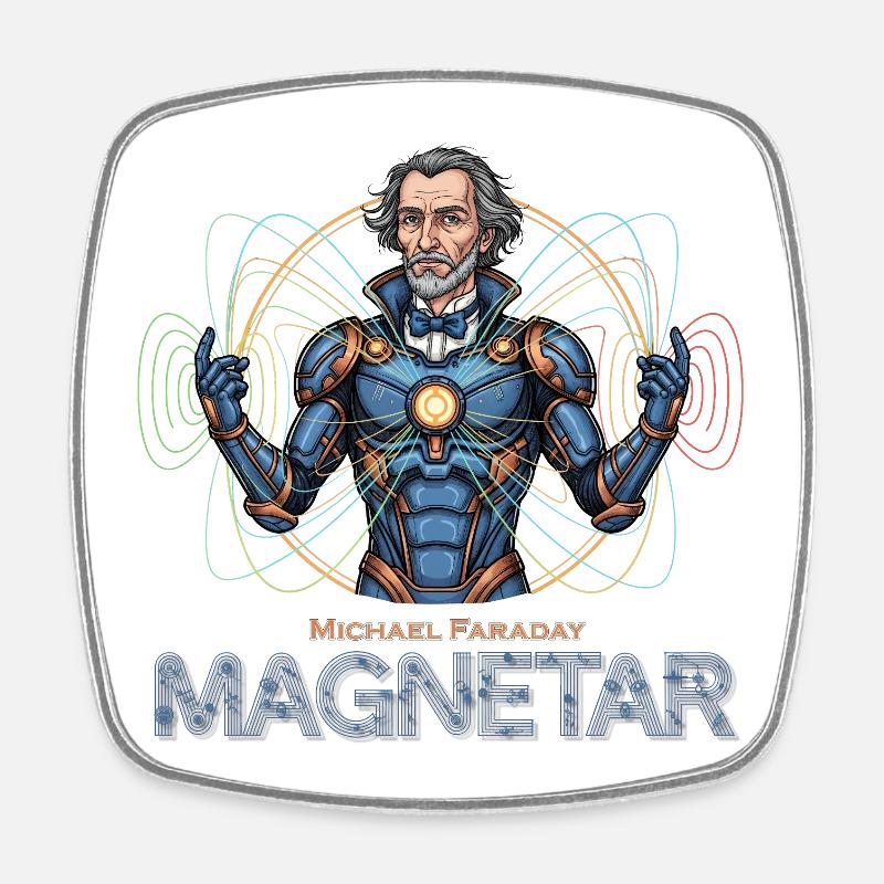 Faraday Magnetar in Armor - Square fridge magnet - white