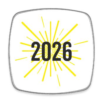 Start of the year 2026 rockets - Square fridge magnet - white - Front