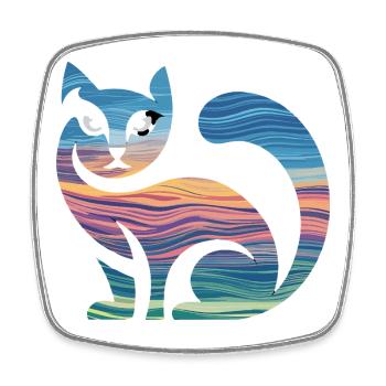  Bunte Katze Silhouette Mit Sonnenuntergang Und - Viereckiger Kühlschrankmagnet - Weiß - Vorne