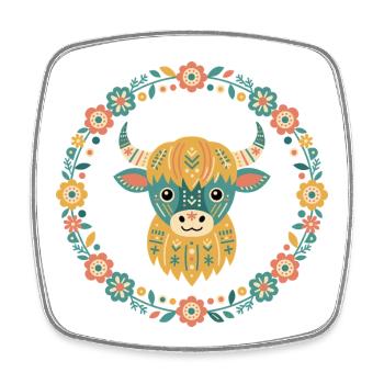 Cadeau de vache écossaise des Highlands, drôle mignon - Magnet carré - blanc - Devant