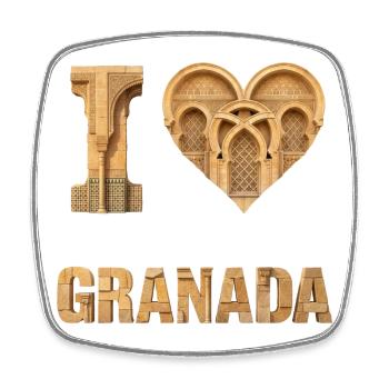 I Love Granada – Architecture Heart - Square fridge magnet - white - Front