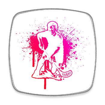 Vintage Floorball Design für Unihockey - Viereckiger Kühlschrankmagnet - Weiß - Vorne