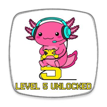 Level 5 Unlocked Gamer Axolotl - Viereckiger Kühlschrankmagnet - Weiß - Vorne