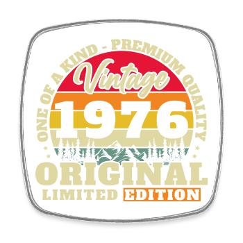 1976 Vintage Retro Birthday Gift - Square fridge magnet - white - Front