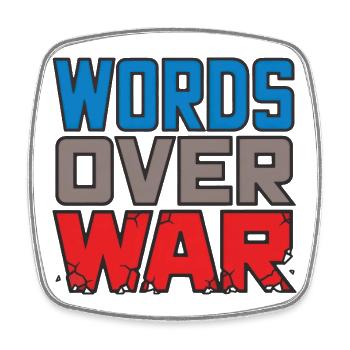 WORDS OVER WAR #2 - let's talk - Magnet carré - blanc - Devant