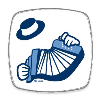 Blue accordion on a cheerful background - Square fridge magnet - white - Front