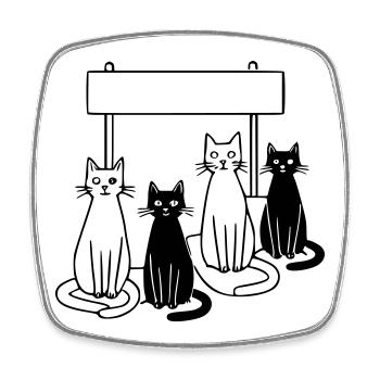 Waiting Cats Sign Personalizable Kids - Square fridge magnet - white - Front