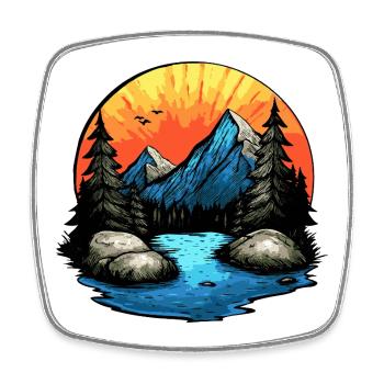 Mountains Landscape Outdoor - Square fridge magnet - white - Front
