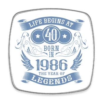 40e anniversaire La vie commence Vintage 1986 Angel - Magnet carré - blanc - Devant