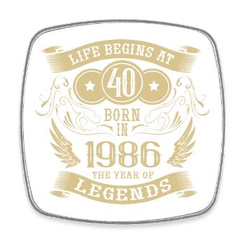40e anniversaire La vie commence Vintage 1986 Angel - Magnet carré - blanc - Devant